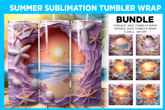 3D Beach Summer Tumbler Wrap PNG Bundle: A Creative Solution for Seasonal Designs