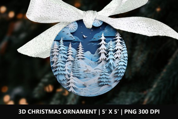 3D Christmas Round Ornament PNG for Creative and Commercial Use