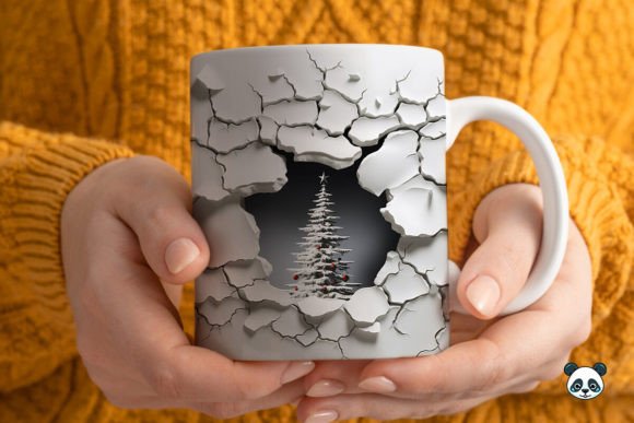 3D Christmas Tree Mug Wrap Sublimation Design
