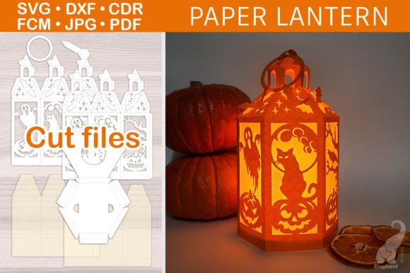 3D Halloween Paper Lantern SVG Template