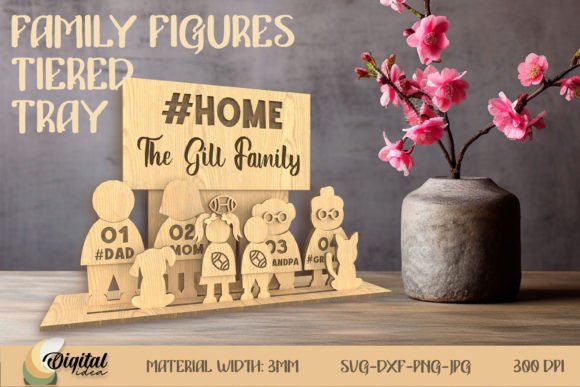 3D Laser Cut Family Figures Tiered Tray: A Creative and Functional Design Option