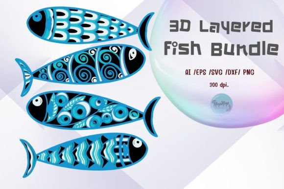 3D Layered Fish Set Bundle: A Creative Solution for Digital Designers
