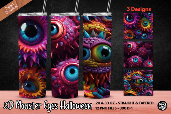 3D Monster Eyes Halloween Tumbler Wrap