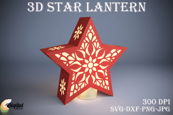 3D Star Lantern Paper Cut. Lantern 3D