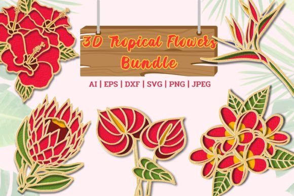 3D Tropical Flowers Bundle: A Creative Tool for Exotic Designs