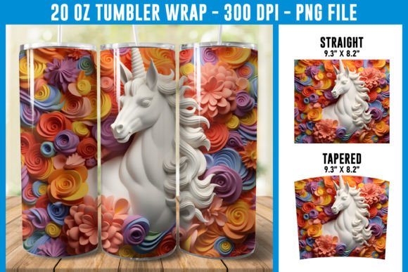 3D Unicorn Flowers Tumbler Wrap: A Creative Design for Sublimation Projects