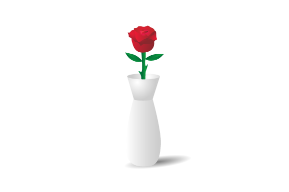 3D Vase Design with Rose Flower Design