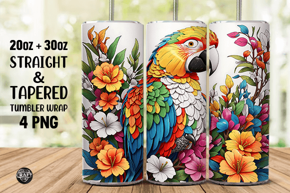 3D Vibrant Color Parrot Tumbler Wrap 20oz: A Detailed Overview for Custom Tumbler Enthusiasts