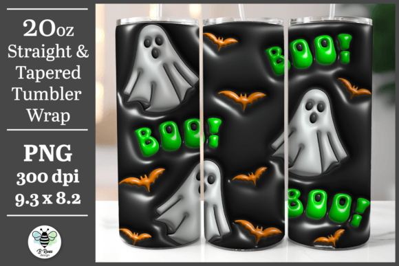 Bring Spooky Style to Life with the 3D Ghosts Tumbler Wrap PNG