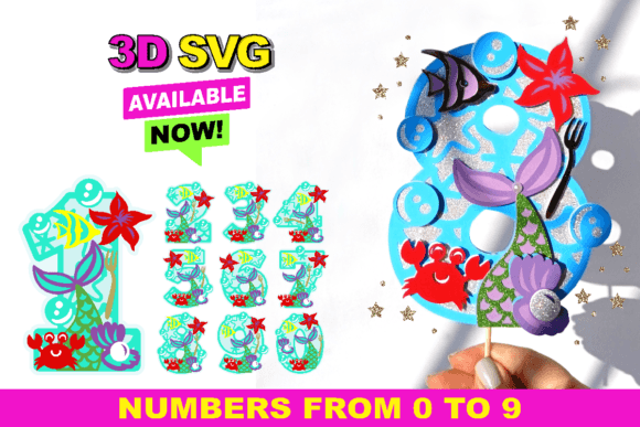 Mermaid Numbers 3D SVG: A Versatile Digital Design Collection for Creative Projects