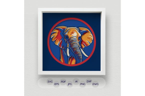Vibrant 3D Elephant Shadow Box SVG: A Colorful Addition to Your Creative Projects
